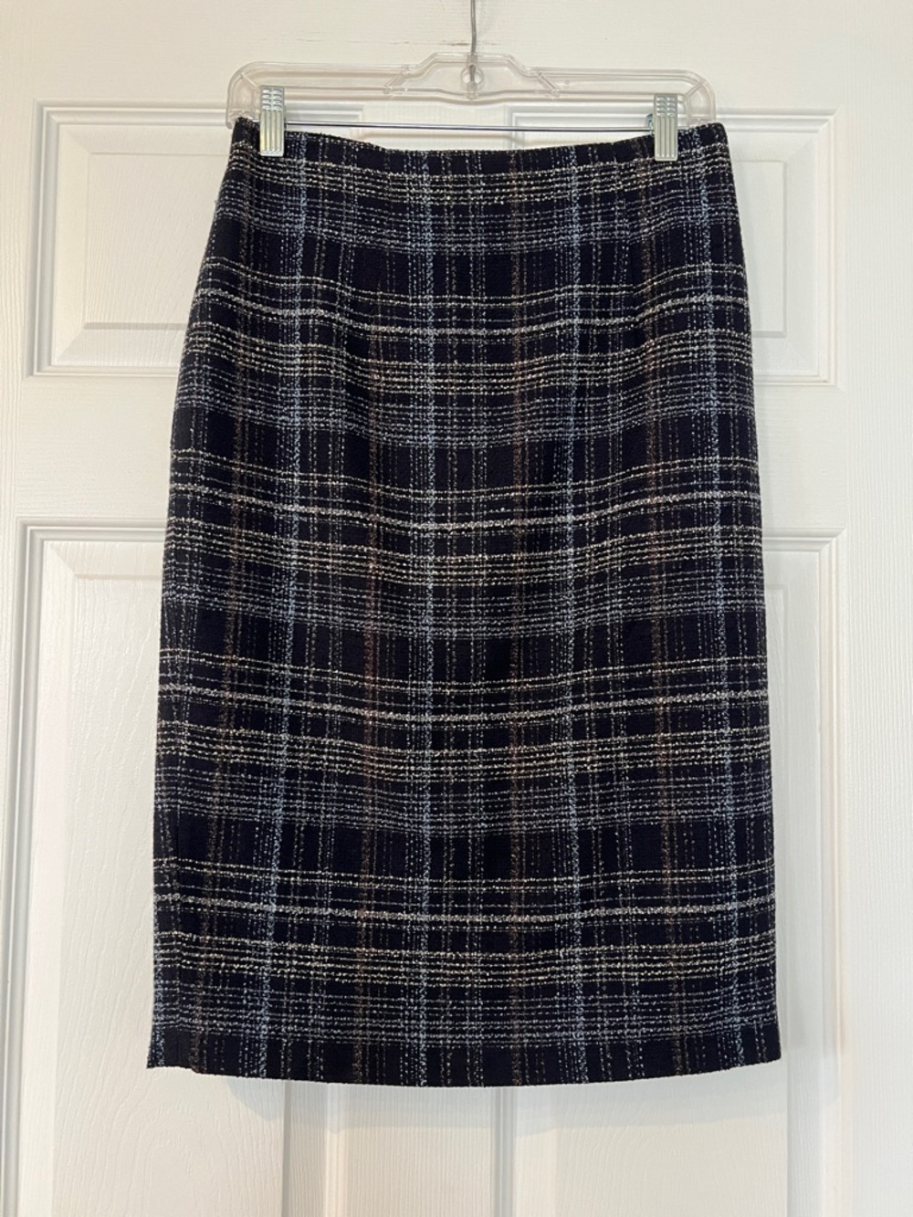 Classic Black Plaid Pencil Skirt - Timeless Workwear